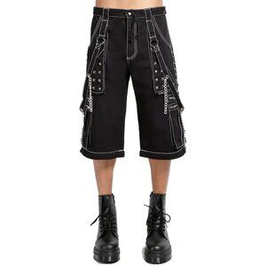 Prime Quality Gothic Men's Black Bondage Gothic Cyber Shorts